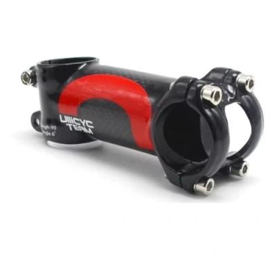 Immagine di attacco manubrio per bicicletta in carbonio leggero alluminio + carbonio, mountain bike, diametro 31,8 x 80 / 90/100 110 mm, 7 gradi, 3 K lucido