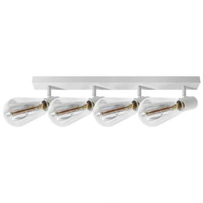 Immagine di Miratic Lampadario con Faretti Orientabili E27 Max.60W (lampadine non incluse) Binario Soffitto Applique da Colore Bianco Ideale per Camera Letto Salotto o Corridoio IP20 (4x60W)