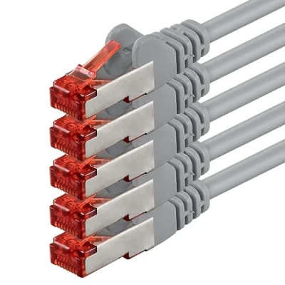 Immagine di 1aTTack.de 5x 7,5 m Cavo patch di rete Cat 6 Cat6 RJ45 SFTP grigio