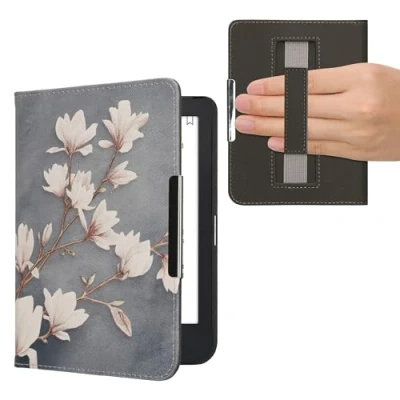 Immagine di kwmobile Custodia Cinturino Mano Compatibile con KoboClara 2E Cover eBook Reader Case eReader Simil Pelle Magnolie