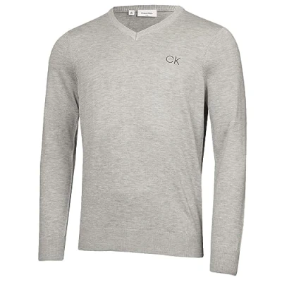 Immagine di Calvin Klein Golf Tour Maglione da uomo con scollo a V, durevole e comodo, argento, M