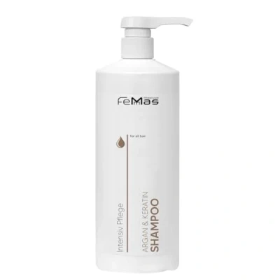 Immagine di FemMas Argan &amp; Keratin shampoo con oli vegetali e proteine, olio di argan, ricco proteico per capelli sani lisci, qualità parrucchiere I 1000 ml pompa