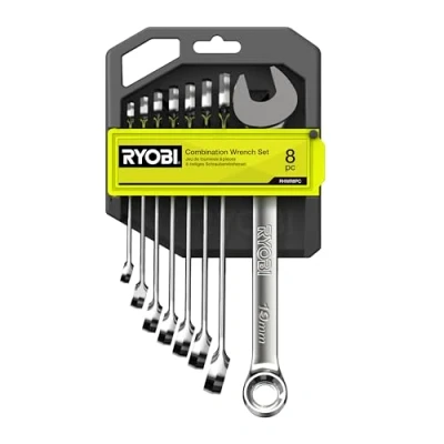 Immagine di RYOBI Set di 8 chiavi a cricchetto, angolo recupero 5 RHWR8PC