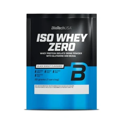 Immagine di BioTechUSA Iso Whey ZERO, Proteine del siero latte isolate senza lattosio, glutine e zucchero, 25g, Black Biscuit