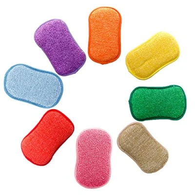Immagine di AUERVO Spugna Detergente Antibatterica in Microfibra a Doppia Azione, Confezione da 5 Panni Detergenti per Cucina Spugne Pad Panno Antiaderente Padelle AntiGraffio