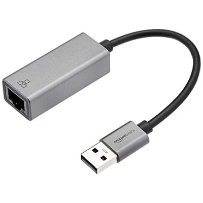 Immagine di Amazon Basics Adattatore da USB C 3.0 a Gigabit Ethernet RJ45 in alluminio, Grigio, 5 x 2.11 1.5 cm