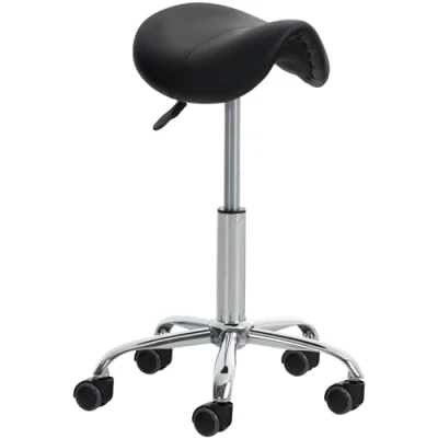 Immagine di CLP Sgabello Lavoro Reno In Similpelle I Pc A Sella Imbottito Regolabile 53 68 CM E Girevole Base Metallo, Colore:nero