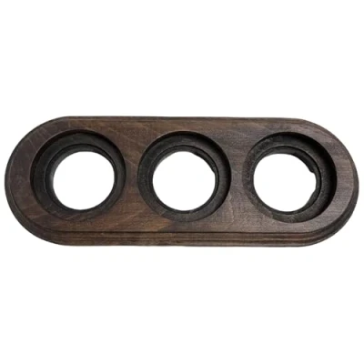 Immagine di Base In Legno Tripla Noce per Interruttori/Deviatori e Prese