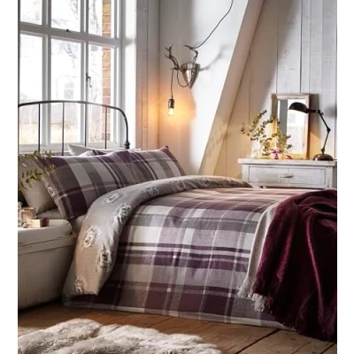 Immagine di DREAMS AND DRAPES sogni e tende set copripiumino, 100% cotone, prugna, doppio