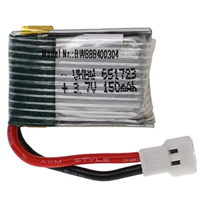 Immagine di vhbw batteria con XH 2.54 2P per modellismo es. macchine da corsa, elicotteri, aerei (150mAh, 3,7V, Li Poly, 25 x 17 8 mm)