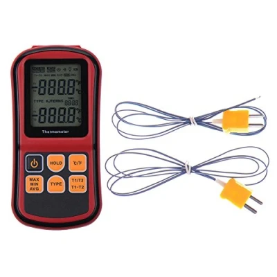 Immagine di RGBS Dual Channel termometro digitale con due K tipo Termocoppie tester di temperatura retroilluminazione LCD per K/J/T/E/R/S/N termocoppia, l&#039; industria, agricoltura, meteorologia etc.