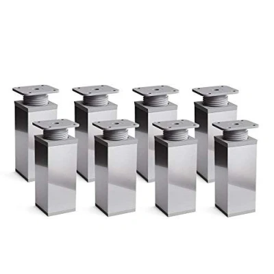 Immagine di sossai® Gambe per mobili MFV1 set di 8 regolabili in altezza Altezza: 60 mm (+20mm) Design: Cromo Forma angolare: 40 x Viti inclusi