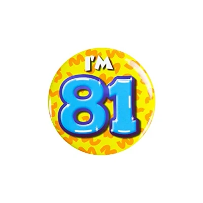 Immagine di PD Party 6014781 Compleanno Distintivo/Spillo Badge Celebrazione Festa I&#039;m 81, Multicolore, 5.5cm Lunghezza x Larghezza 0.5cm Altezza
