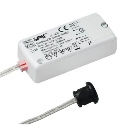 Immagine di Relè elettronico sensoriale con sensore a infrarossi IR HZK218B speciale per armadi accendere e spegnere le apparecchiature collegate all&#039;uscita fino 250 W.