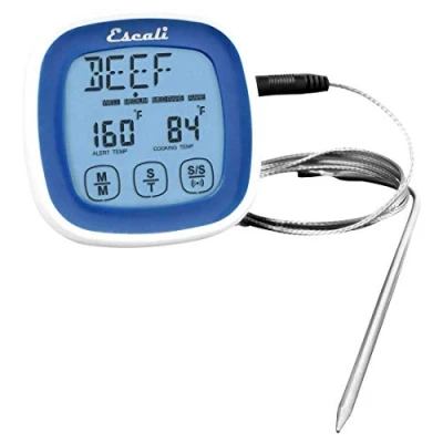 Immagine di Escali DHR1 U Termometro digitale touch screen con sonda in acciaio inox e timer, blu
