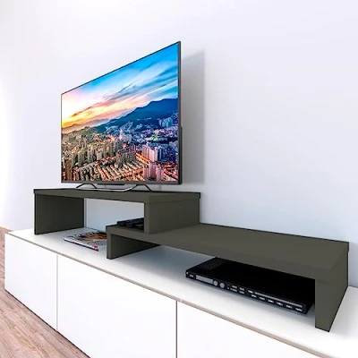 Immagine di Henor Mobile TV Scala in Legno FSC® Regolabile 110+90 x 35 30/15 cm Grafite