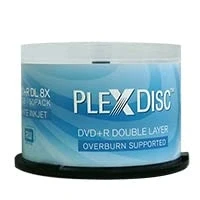 Immagine di PlexDisc DVD+R DL, 50 discs, 8x, 8,7GB, double layer, inkjet, bianco