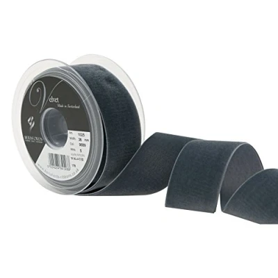 Immagine di Berisfords Nastro in velluto, colore: grigio, 10,2 x 4,5 cm