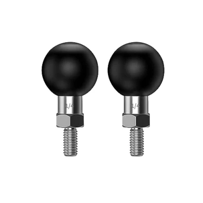 Immagine di iHYTOON 1 Pollice Palla Adattatore a sfera da Tripode ATV Vista posteriore Vite sferica 1/4 20 Compatibile con RAM Mounts B Misurare Doppio Presa Braccio (1/4 * 2)
