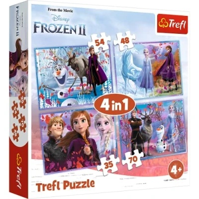 Immagine di Trefl Eine Reise ins Unbekannte, Disney Frozen 2 35 a 70 Elementi, 4 Set, Un Viaggio nell&#039;ignoto, per Bambini da Anni Puzzle, Singolo, Colore, 34323