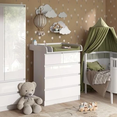 Immagine di Vicco Fasciatoio Emma, Bianco, 80 x 110.2 cm con 5 cassetti