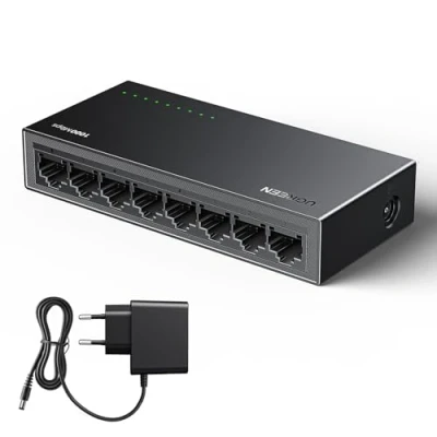 Immagine di UGREEN Switch Ethernet 8 Porte di Rete Splitter Gigabit Lan Velocità 10/100/1000 Mbps, Regolazione Duplex, Plug and Play, Hub RJ45 per TV/Laptop/Switch/Router/Monitor