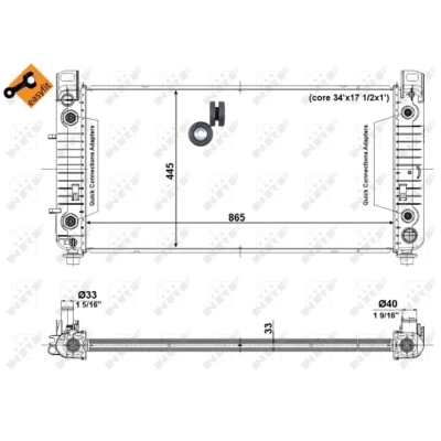 Immagine di NRF EASY FIT 56008 Radiatore motore Alluminio 865 445 33 con bussola in gomma Alette di raffreddamento saldate