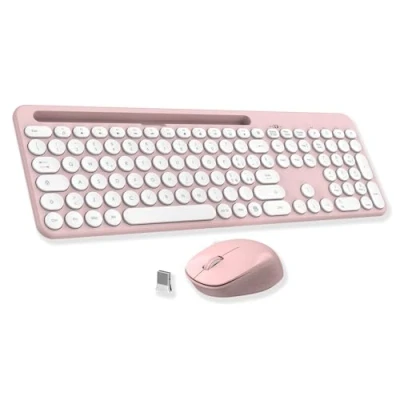 Immagine di LeadsaiL Tastiera e Mouse Wireless, Kit con Supporto per Telefono Tablet, USB Senza Fili, Silenziosa, 1600DPI, Italiano Layout QWERTY Computer, PC, Laptop,Desktop