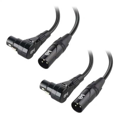 Immagine di Cable Matters 2 Pack cavo XLR ad angolo retto, microfonico corto 0,9 m Rame privo di ossigeno (OFC) microfonico, cavi per altoparlanti, nero
