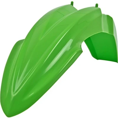 Immagine di POLISPORT 8574100001 Parafango anteriore replica OEM realizzato in plastica lucida durevole e resistente compatibile con le moto Kawasaki colore verde