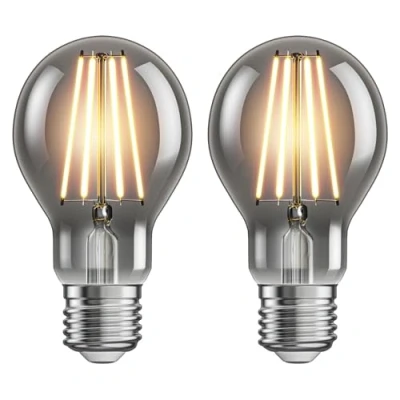 Immagine di ledscom.de 2 pezzi E27 Lampadina LED, A60, bianco extra caldo (1800 K), 7,5 W, 370lm, vetro fumé