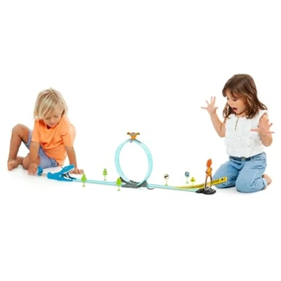 Immagine di pista per auto a 360º bambini e bambine. Modello di Dinosauro Rex Squalo. Include un&#039;auto 6 accessori. (Shark)