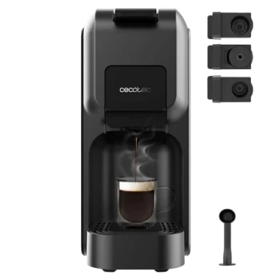 Immagine di Cecotec Macchina per Caffé Espresso Freestyle Compact Nero. 1350W, Riscaldamento Thermoblock, Tecnologia Forcearoma 20Bars, 4in1. Adatta Caffè Macinato, Dolce Gusto, Nespresso e K Fee