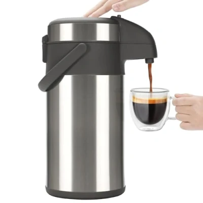 Immagine di Olerd Thermos a pompa per caffè, 4 l, in acciaio inox, dispenser bevande calde e acqua calda, caraffa caffè tè, perfetta tè