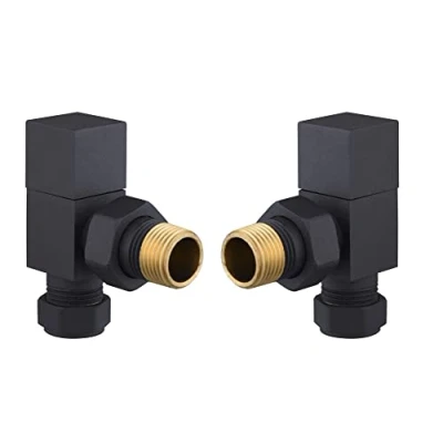 Immagine di Keenware KRA 169 Lunar Square Portasciugamani e valvole angolari per radiatore, Colore: Nero