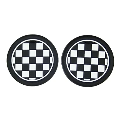 Immagine di 2 pz portabottiglie antiscivolo tappetino per mini Cooper F54 F55 F56 F57 F60 R55 R56 R57 R58 R59 R60 R61 Hardtop Clubman Hatchback Covertible Roadster Countryman (65 mm, a scacchi)