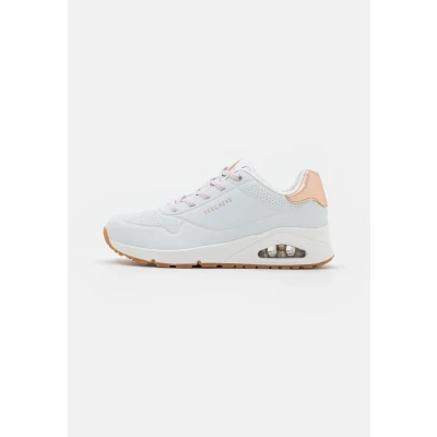Immagine di Skechers Uno Shimmer Away, Scarpe da Ginnastica Donna, White Durabuck Rose Gold Duraleather Trim, 38.5 EU