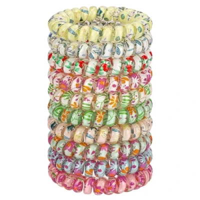 Immagine di JessLab Spirale Capelli Cravatte, 10 Pezzi Assortiti Traceless Carino Plastica Bobina Coda di Cavallo Titolari, Nessun Danno Accessori per Donne e Ragazze