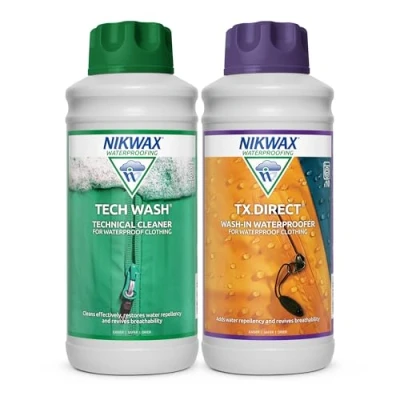 Immagine di Nikwax And, Tech TX.Direct Wash in è Facile da Usare, Sicuro, detergente ad Alte Prestazioni e Impermeabile per Indumenti umidi. Unisex Adulto, Blu, 1 Litre x 2