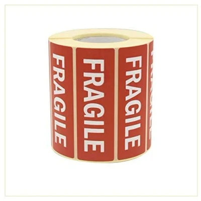 Immagine di Virsus 1 rotolo da 1000 etichette adesivi fragile etichetta rotoli con scritta 90 x 30 bianco su rosso maneggiare cura handle with care
