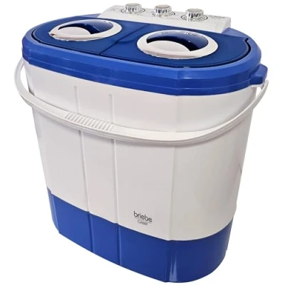 Immagine di briebe Camp Mini Lavatrice Portatile con Centrifuga, Campeggio, Capacità Biancheria 3Kg, Ideale Viaggi, Camper, 2 Scompartimenti, Carico Superiore, Senza Installazione