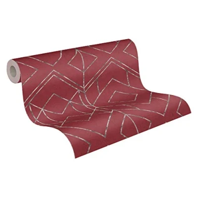 Immagine di Carta da parati Geometrica Ava New York Metropolitan Stories 2 A.S. Création tessuto non 10.05 m x 0.53 Metallico Rosso Nero Prodotto in Germania 378692 37869
