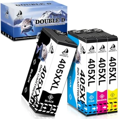 Immagine di DOUBLE D 405XXL 405 XXL Cartucce d&#039;inchiostro Compatibili per Epson 405XL WorkForce WF 7830DTWF 7840DTWF 7835DTWF(XXL Nero,XL Ciano,XL Magenta,XL Giallo,4 Pezzi)