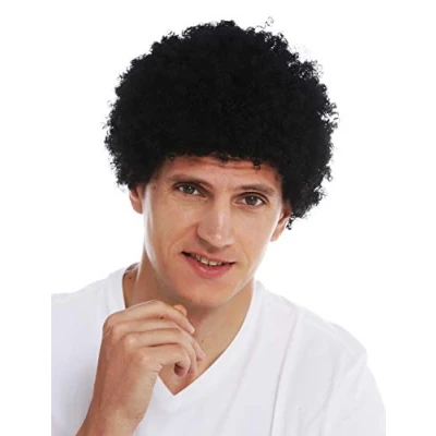 Immagine di WIG ME UP MMAM 9M K01 Parrucca Donna Uomo Carnevale Corti Folti Ricci Crespi Afro Nero