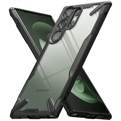 Immagine di Ringke Fusion X Custodia compatibile con Samsung Galaxy S23 Ultra 5G (2023), retro rigido trasparente protezione laterale antiurto migliorata per Ultra, nero