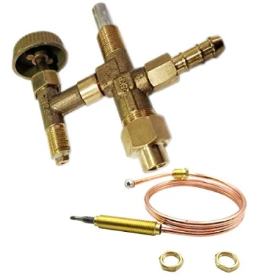 Immagine di METER STAR Valvole per griglia del riscaldatore a gas propano, valvola di controllo spinta con sicurezza guasto della fiamma, termocoppia da 0,6 m, dado terminale M8x1, oro e marrone