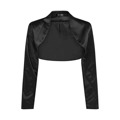Immagine di Bolerose Formale Raso a Maniche Lunghe Bolero (Nero, 4XL)