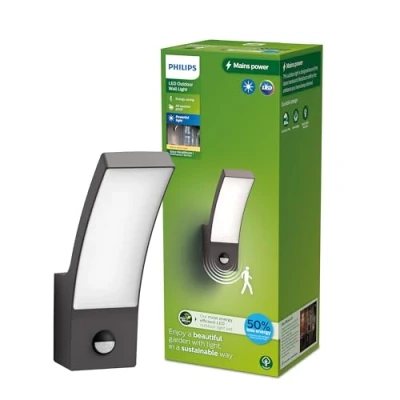 Immagine di Philips Splay 8720169263819 Lampada LED da parete per esterno con rilevatore di movimento (monocolore) 3.8 W Antracite