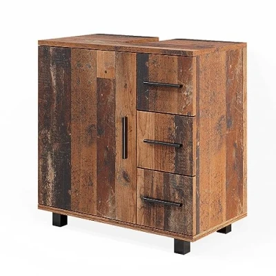 Immagine di Vicco mobile sottolavabo per bagno Ilias, Rovere rustico, 60 x 61 cm con anta e 3 cassetti