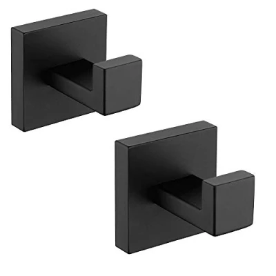 Immagine di Melairy Gancio Quadrato in Acciaio Inox 304 Per Bagno Finitura Nera Opaca Montaggio a Parete Cappotto Porta Accessori da (2 Pezzi, Nero)